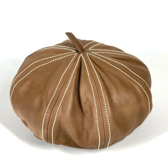 HERMES hat beret Leather Brown - Picture 1 of 15